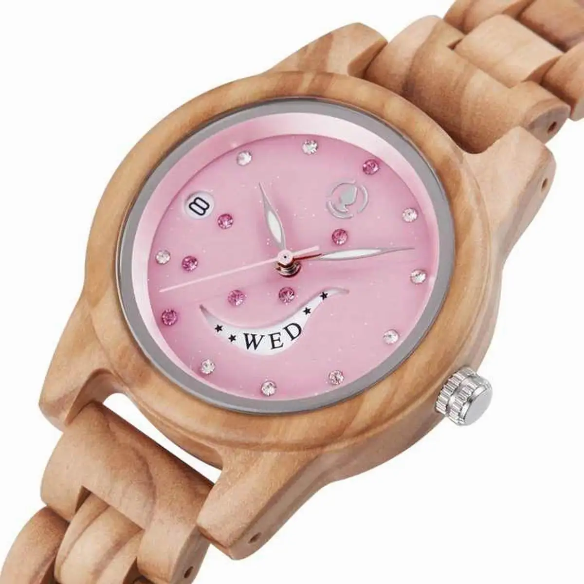 

Starry Sky Star Dust Quartz Women's Wooden Watch Wholesale Custom Pink Diamond Olive Ladies Wood Watch