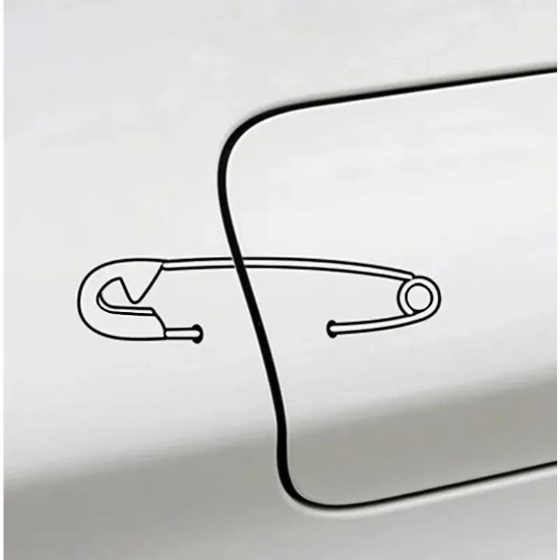 1pc Minimalist Outline Safety Pin Car Sticker Fuel Cover Decal 13cm*3cm Car Exterior Decor Vinyl Sticker for Gas Cap