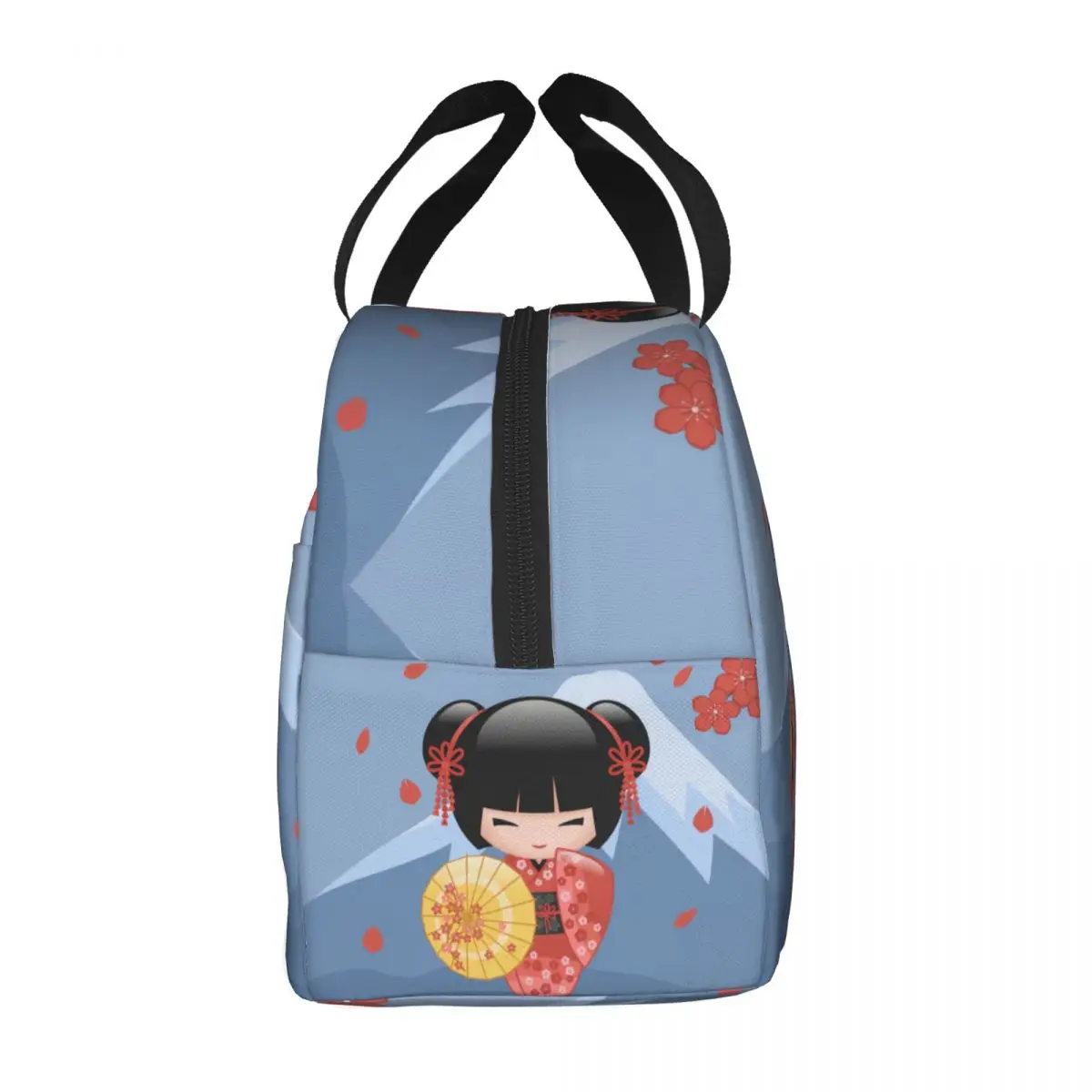 Custom Kokeshi Doll Thermal Insulated Lunch Bag Women Portable Lunch Tote for Work School Travel Storage Food Bento Box