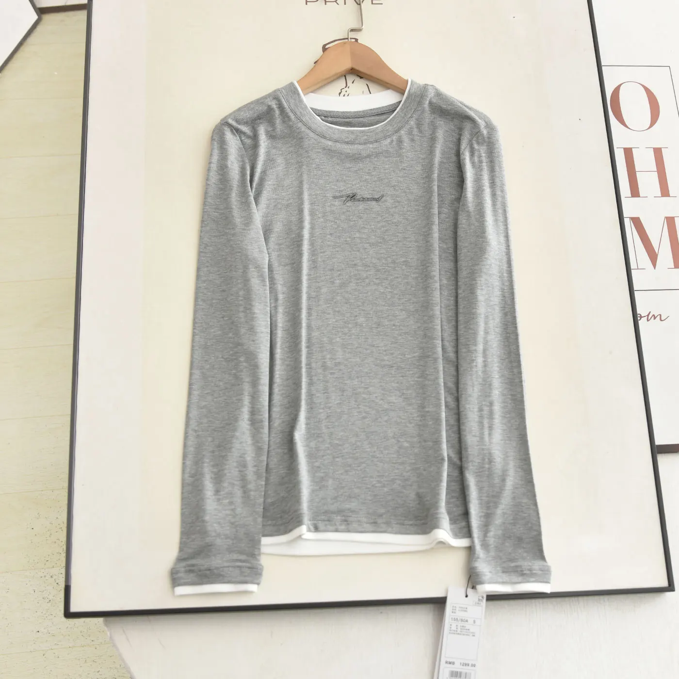 

ey Mo Two-Piece Long Sve T-irt Women's Base Layer irt Versatile Slimming Autumn Winter New Arrival Casual Sle