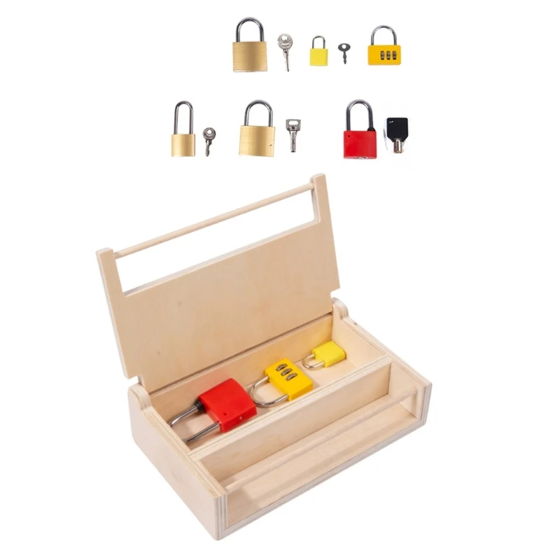 Montessori Lock and Keys Toy Set Lock Set Keys Kids Montessori Wooden Educational Toy for Toddlers Preschoolers