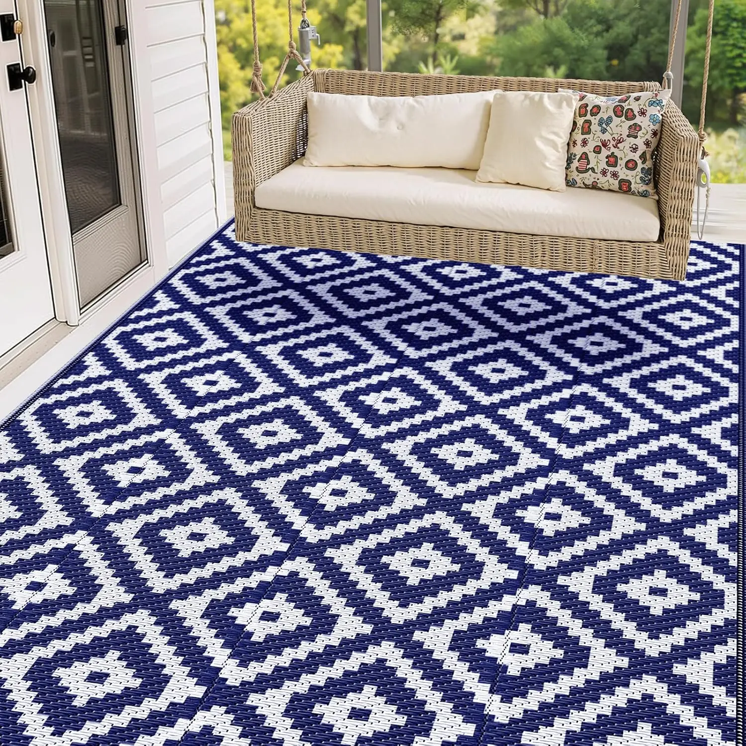 

Waterproof Outdoor Rug 5x8 Ft Outdoor Plastic Straw Rug Reversible Patio Rug Large Outdoor Carpet Area Rug for Patio Backyard