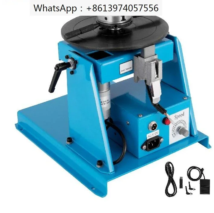 5/10KG Mini Semi-Automatic Rotary Welding Positioner Turntable Tilte Table 0-90º W/ 3 Jaw Lathe Chuck for Annular Welding