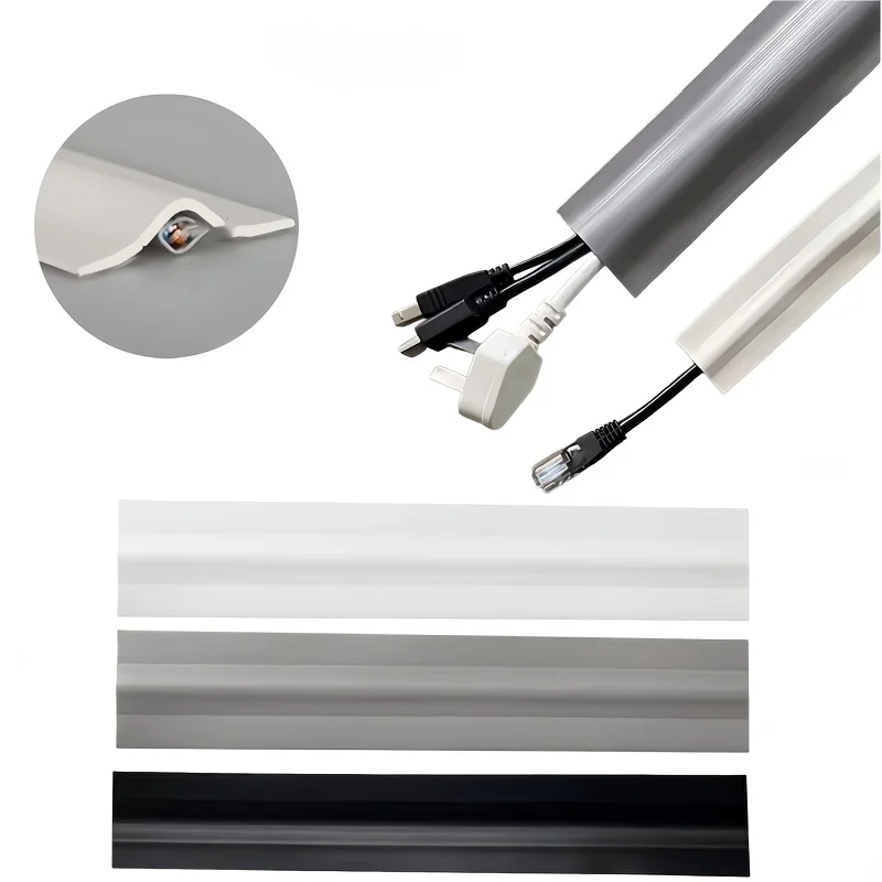 1PC PVC Cable Raceway for Home Decoration, Self-Adhesive Wire Cover for Fixing And Concealing Wires, Floor Cable Tray