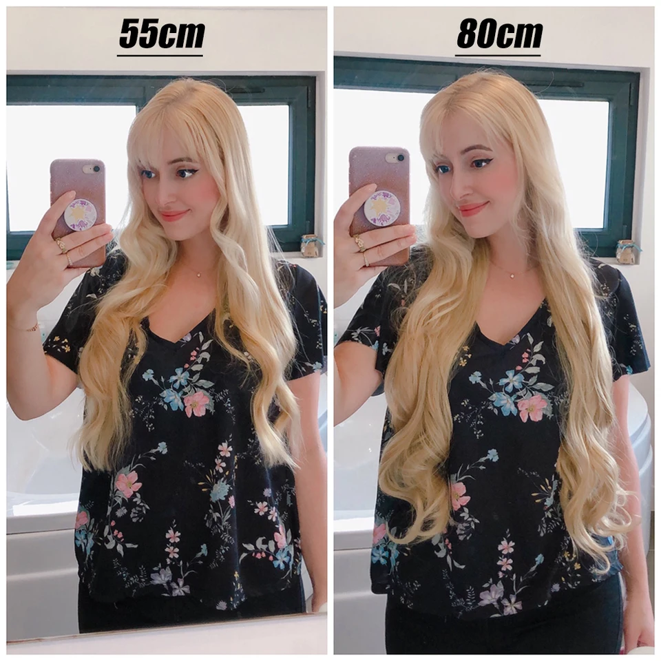 Extensiones de Cabello Sintético con 5 Clips, Lacio Largo, Negro, Marrón o Rubio, 80cm 5