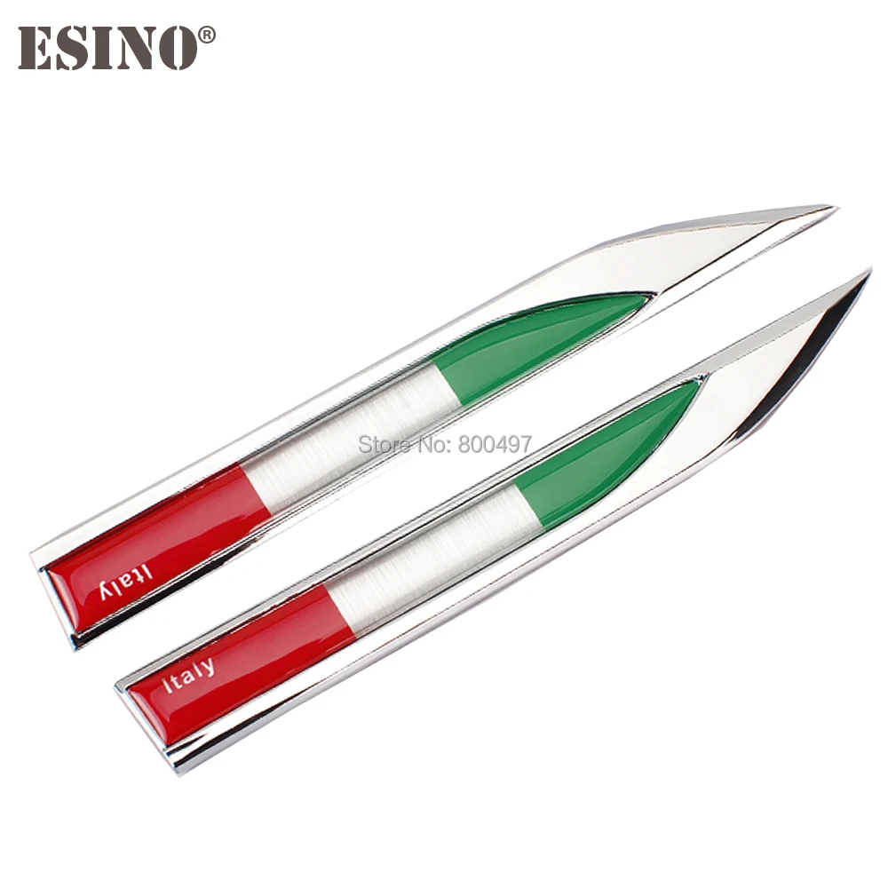 

2 x Body Fender Side Metal Zinc Alloy Knife Side 3D The Flag Of The Italy Emblems Badges Decals Stickers