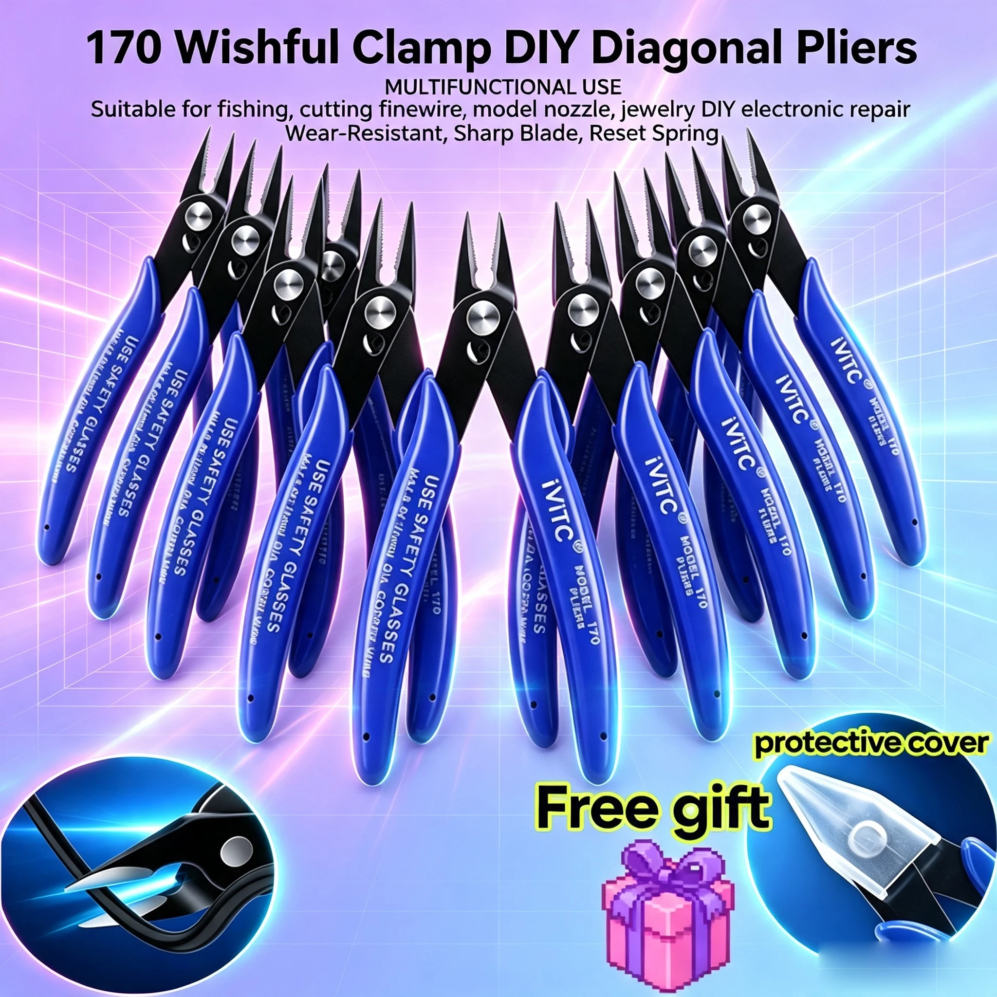 170 Wishful Clamp DIY Electronic Diagonal Pliers Side Cutting Nippers Wire Cutter 3D Printer Parts Copper Jewelry Hand Tools