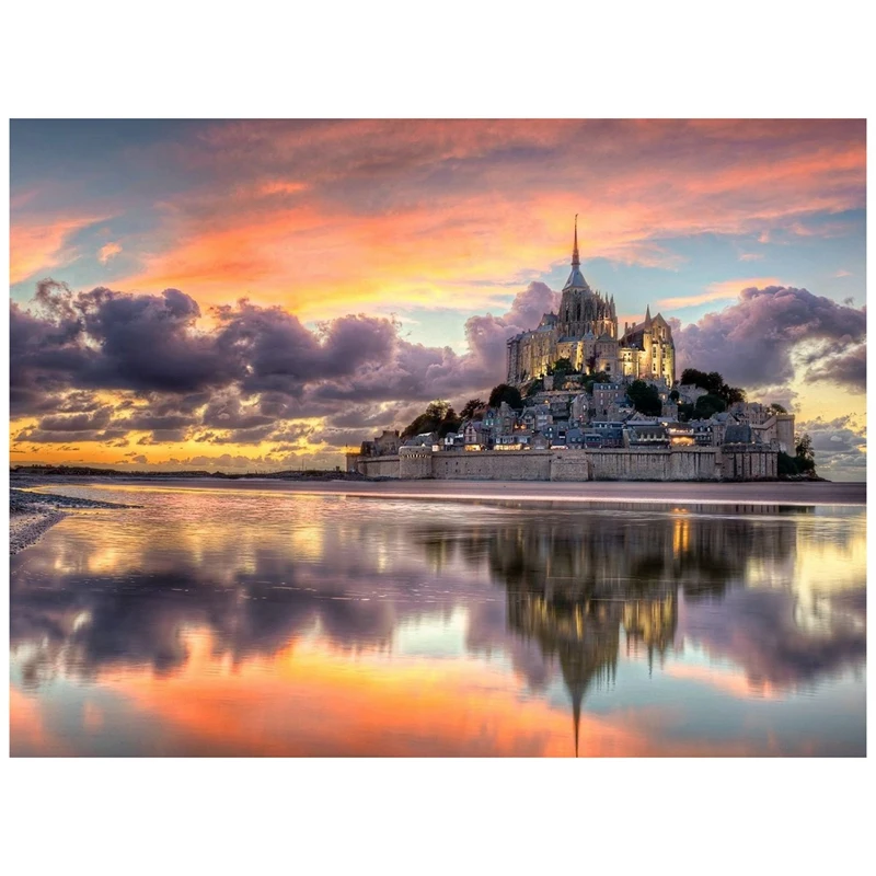 DIY diamante bordado redondo resina diamante punto de cruz decoración de la pared del hogar (castillo) 30X40cm