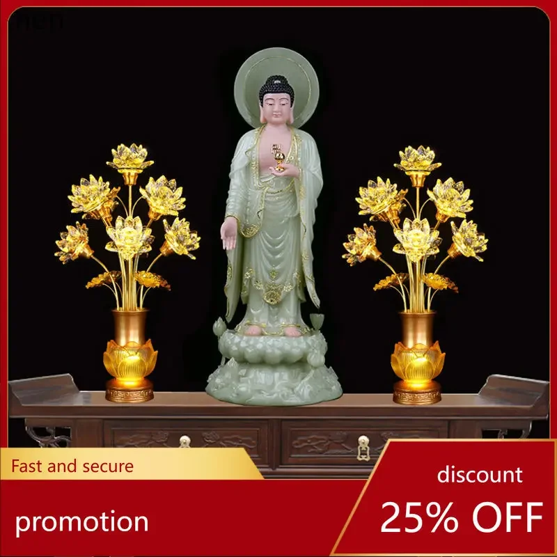 X5-15   guanyin worship ornaments  colorful crystal lotus ornaments imitation glass   front long-lasting for home ornaments