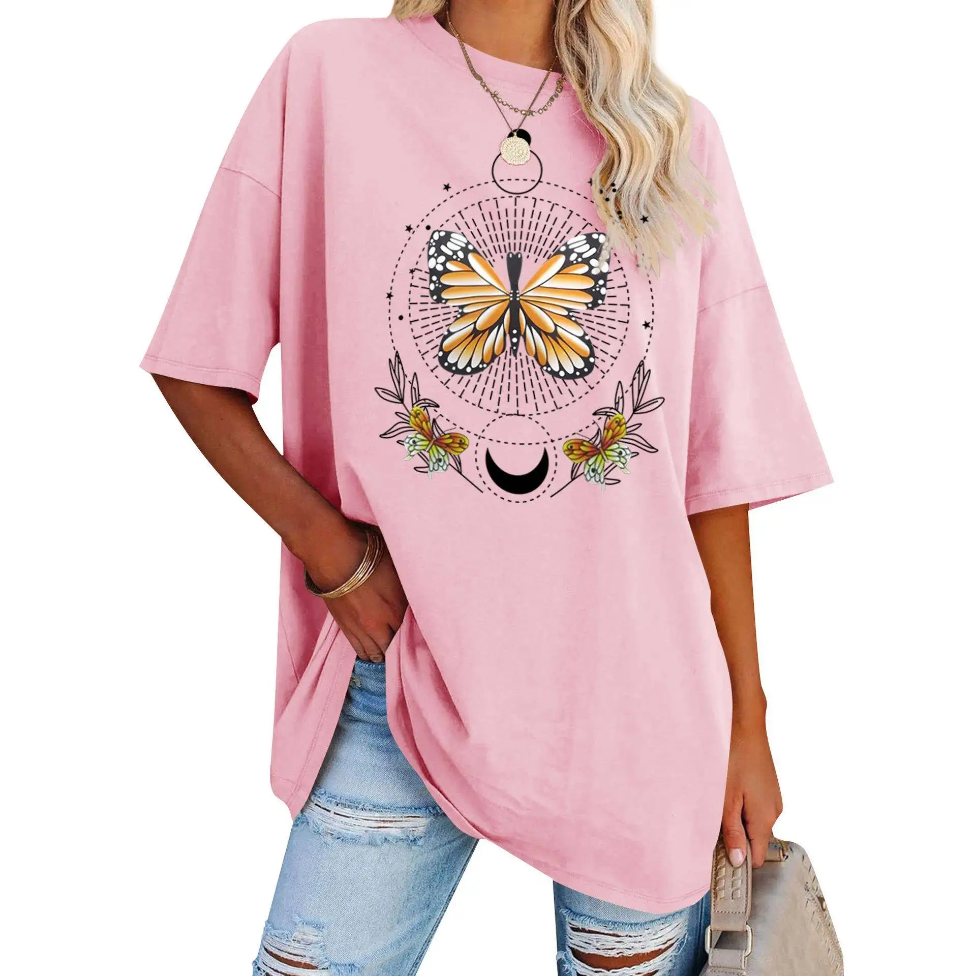 

Loose Women's T-irt 2023 Spring Casual Sle round Ne ort Sve Letter Print Batwing Sve Cotton Comfortable Top