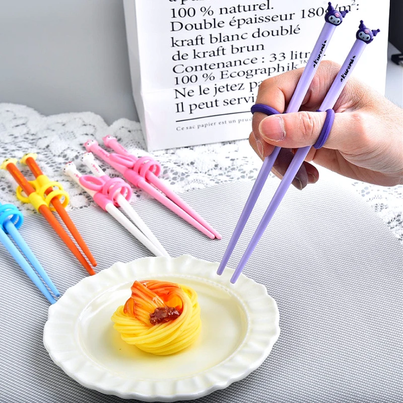 

The New Cute Kuromis Chopsticks Kids Help Training Chopsticks Learn Chopsticks Cartoon Travel Portable Tableware Set Supplies