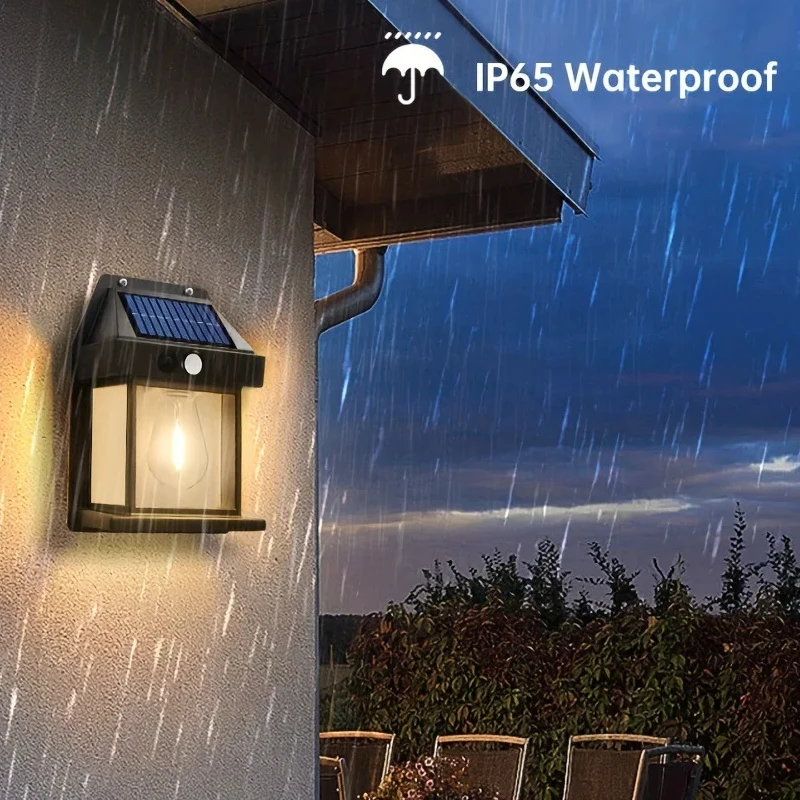 Aplique solar de pared con sensor de movimiento para exteriores: luz de seguridad LED impermeable IP65 para patio, terraza, porche, granero y balcón