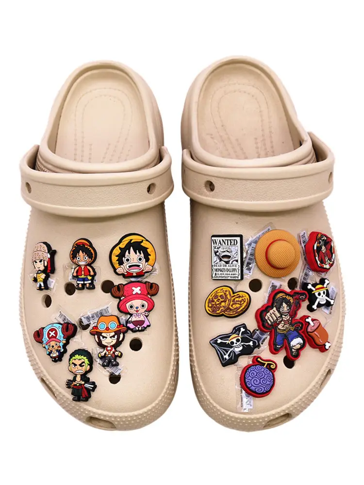 1Pc Bandai One Piece OP Anime Clog Charms Luffy Zoro Nami Sanji Chopper Straw Hat Devil Fruit Shoe Pins DIY Sneakers Accessories
