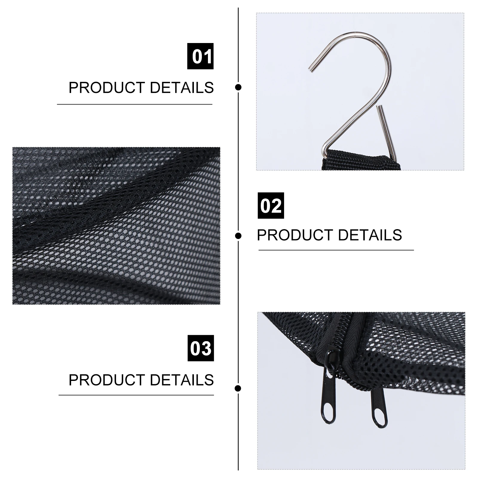 

3 Layer Folding Drying Black Nylon Mesh Windproof Zipper Lock Storage Bag For Herbs Clothes Fish Camping Garden Outdoor