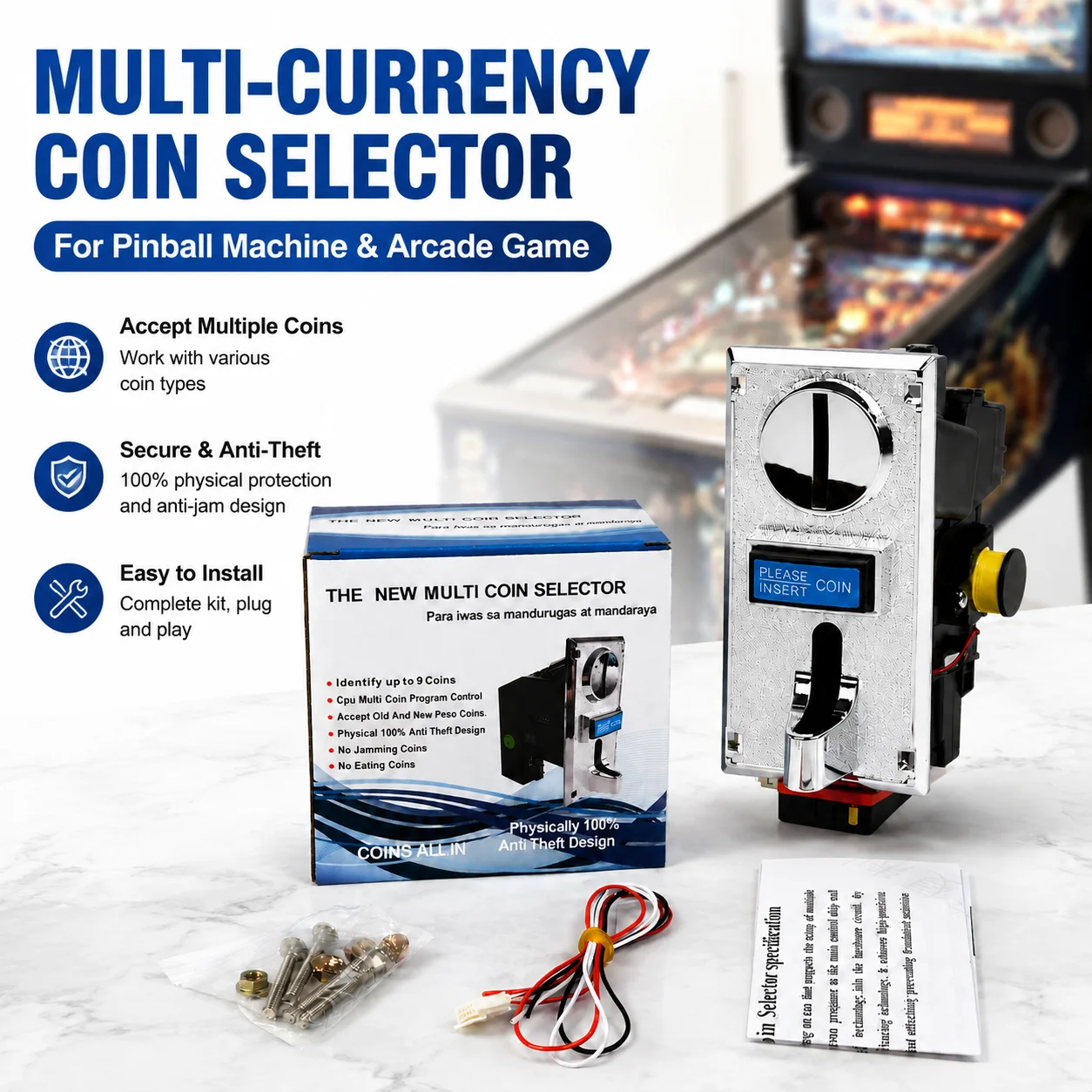 Arcade Game Coin - Selettore di Monete Multi-Valuta per Macchina