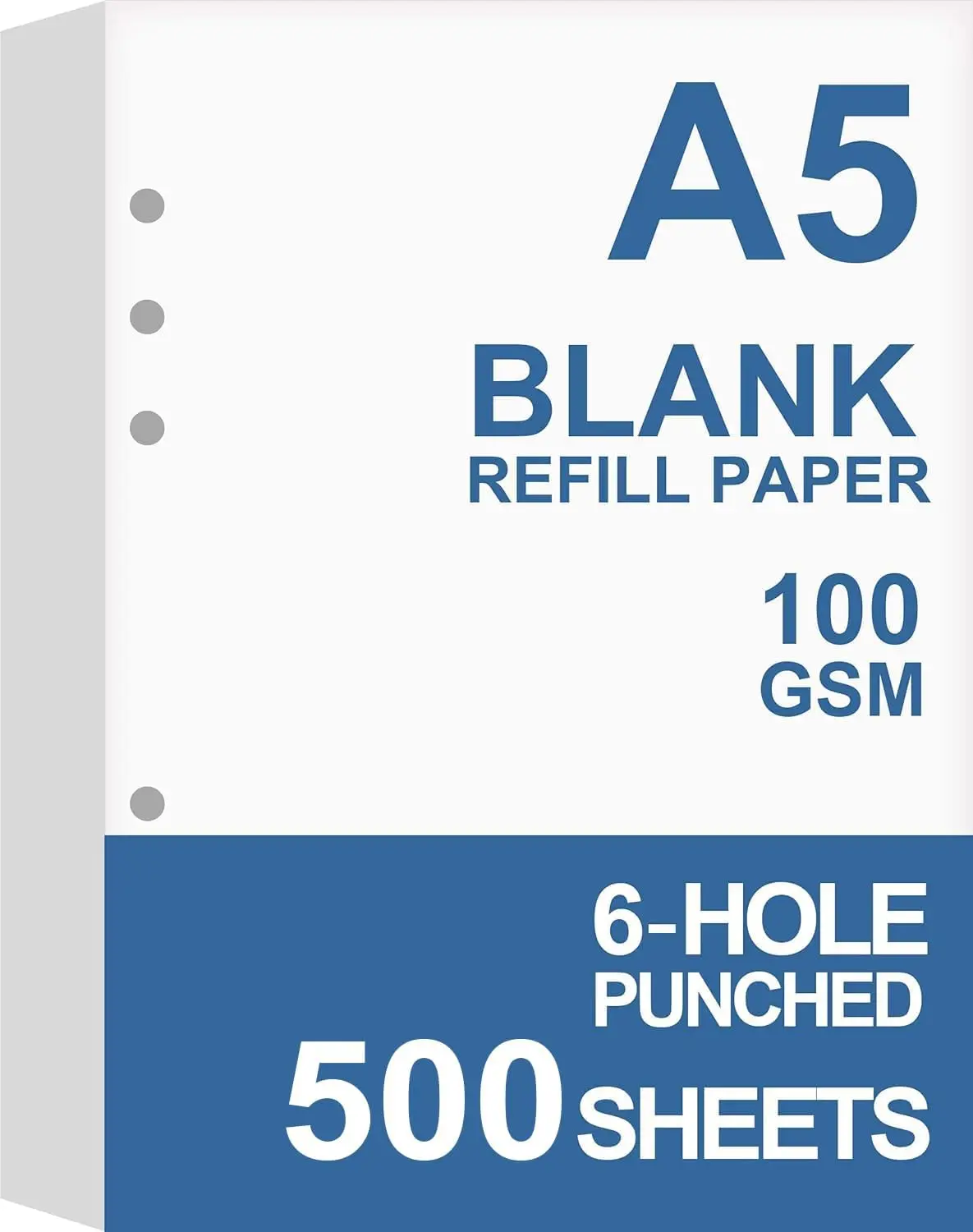 

A5 Blank Paper Refills 500 Sheets 1000 Pages 6 Hole Punched for Planners Binders