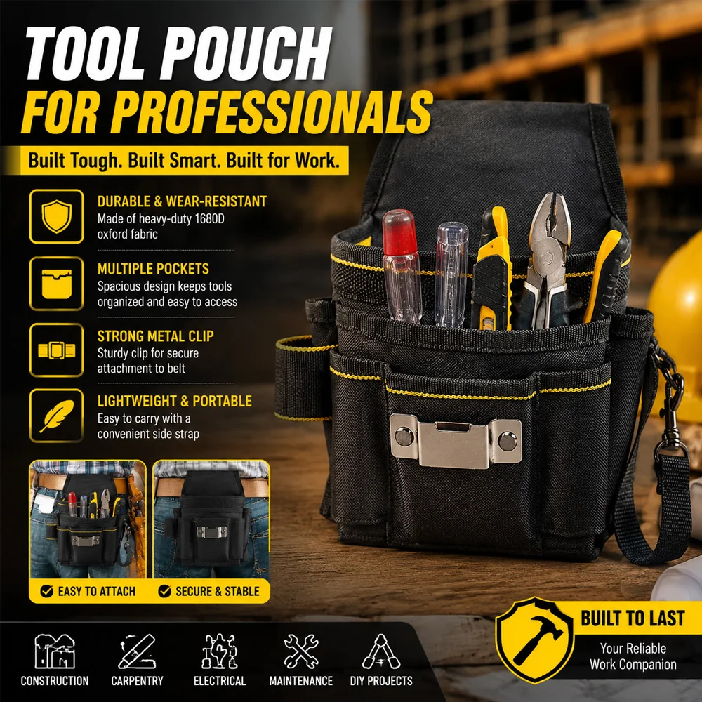 Professional Electrician Tool Bag Belt Oxford Cloth Waterproof Tool Belt Holder Kit Pockets Convenient Tool Bag with Waist Belt