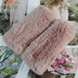 Hot Sale Winter Real Fur Golve Women Outdoor Warm 100% Real Rex Rabbit Fur Gloves Knit Thick Natural Soft Rex Rabbit Fur Mittens