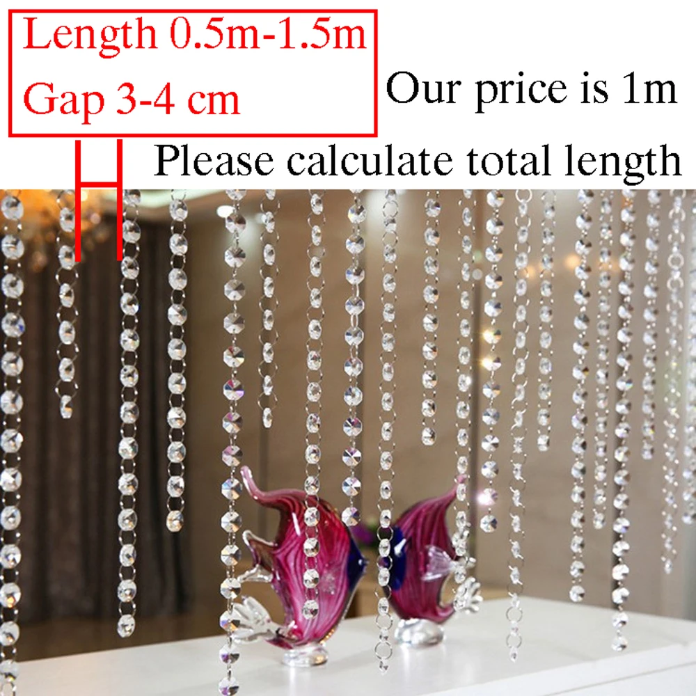 Acrylic Crystal Road Guide 14mm Bead Chain Crystal Lamp Octagonal Bead Curtain Decoration Wedding Prop Supplies Layout