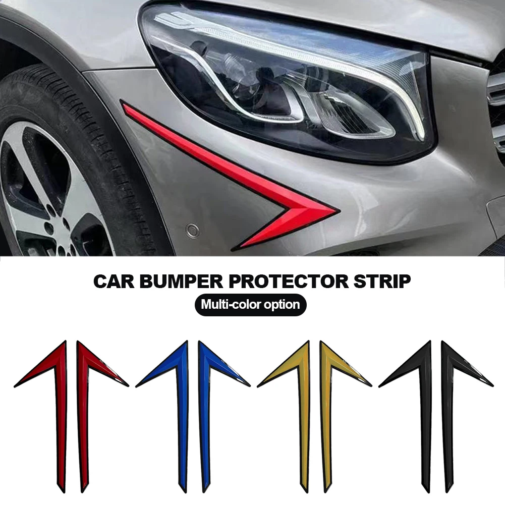 2Pcs Universal Rubber Car Front/Rear Bumper Protector Strip Edge Guard Corner Stickers Decoration Scratch Auto Accessories