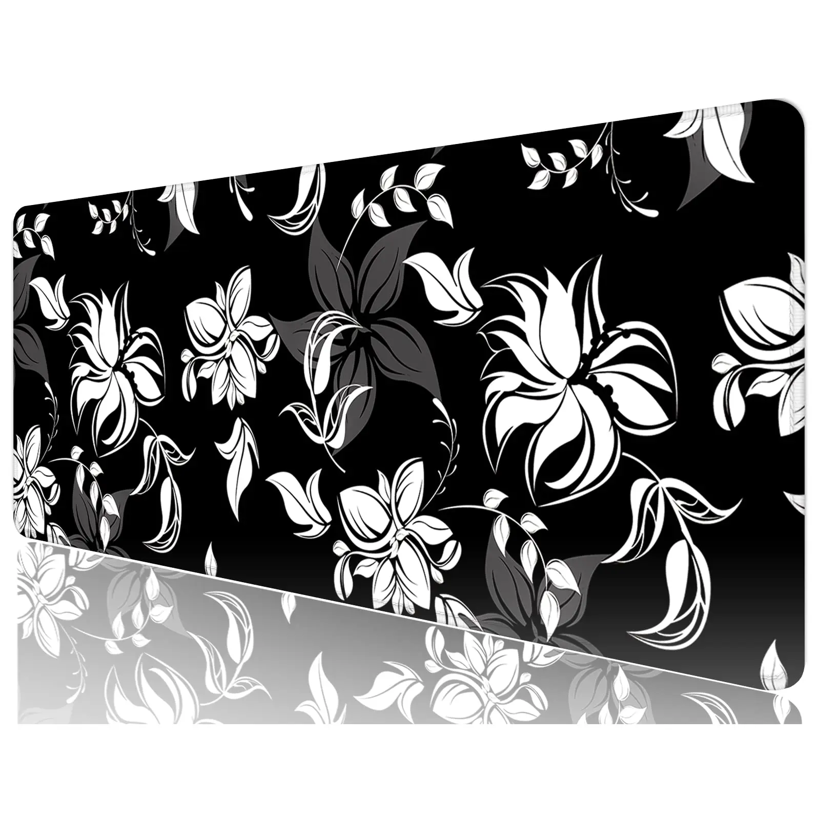 

Black White Flowers Mouse Pad,black and White Gaming Mausepad Table Pad Keyboard Mats for Computer Laptop Office Gamer Gift