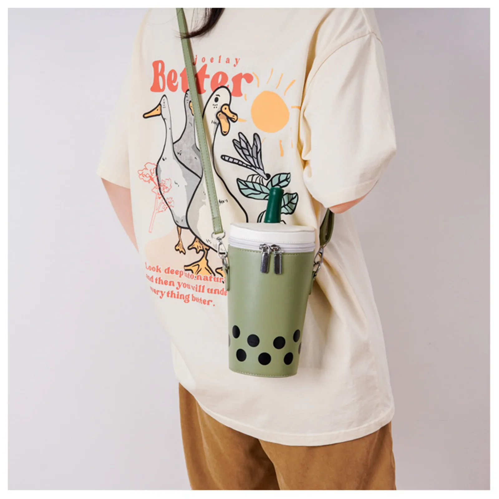 Personalized Bag for Women New Trend Cute Cartoon Milk Tea Cup Shaped Bags Small Pu Bucket Bag Shoulder Bag Lady Crossbody Bags