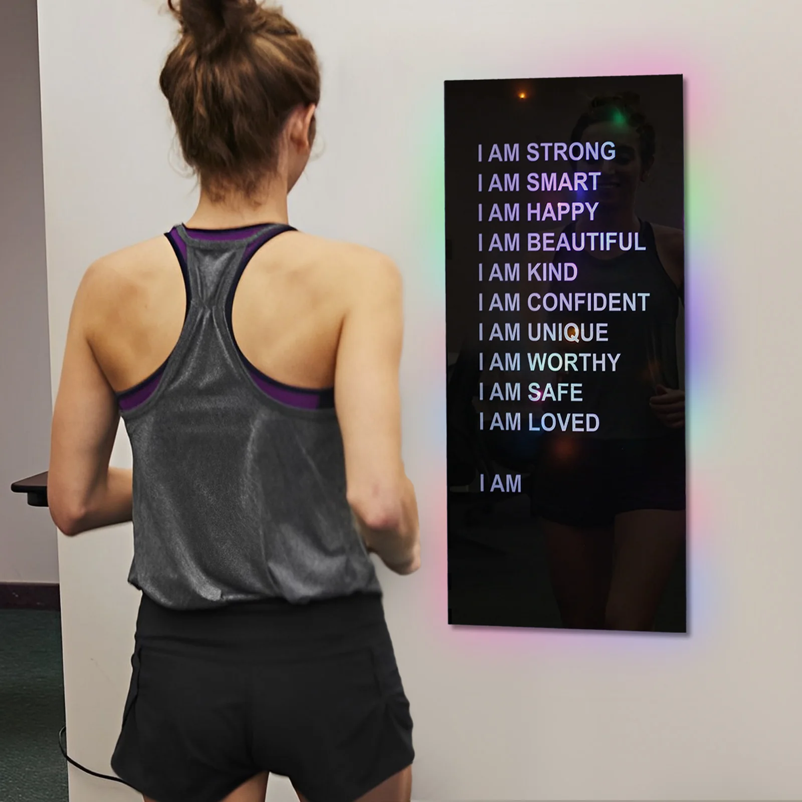 Personalized Affirmations Mirror with Colorful LED String Light Acrylic Encouraging Positive Affirmations Mirror Light Up