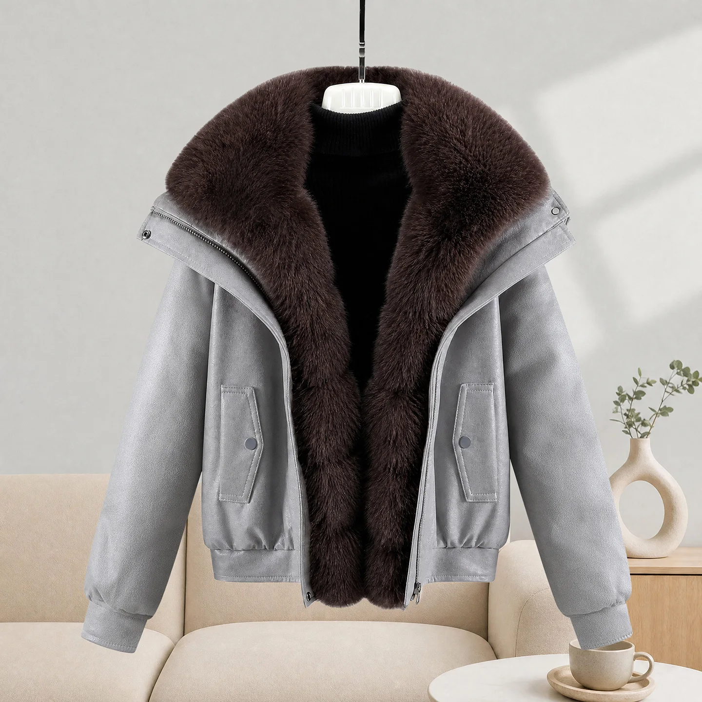 New Lapel Imitation Leather Down Cotton Jacket Women Short Parkas Winter Thicke Cotton Padded Coat Pai Overcome Female Outerwear