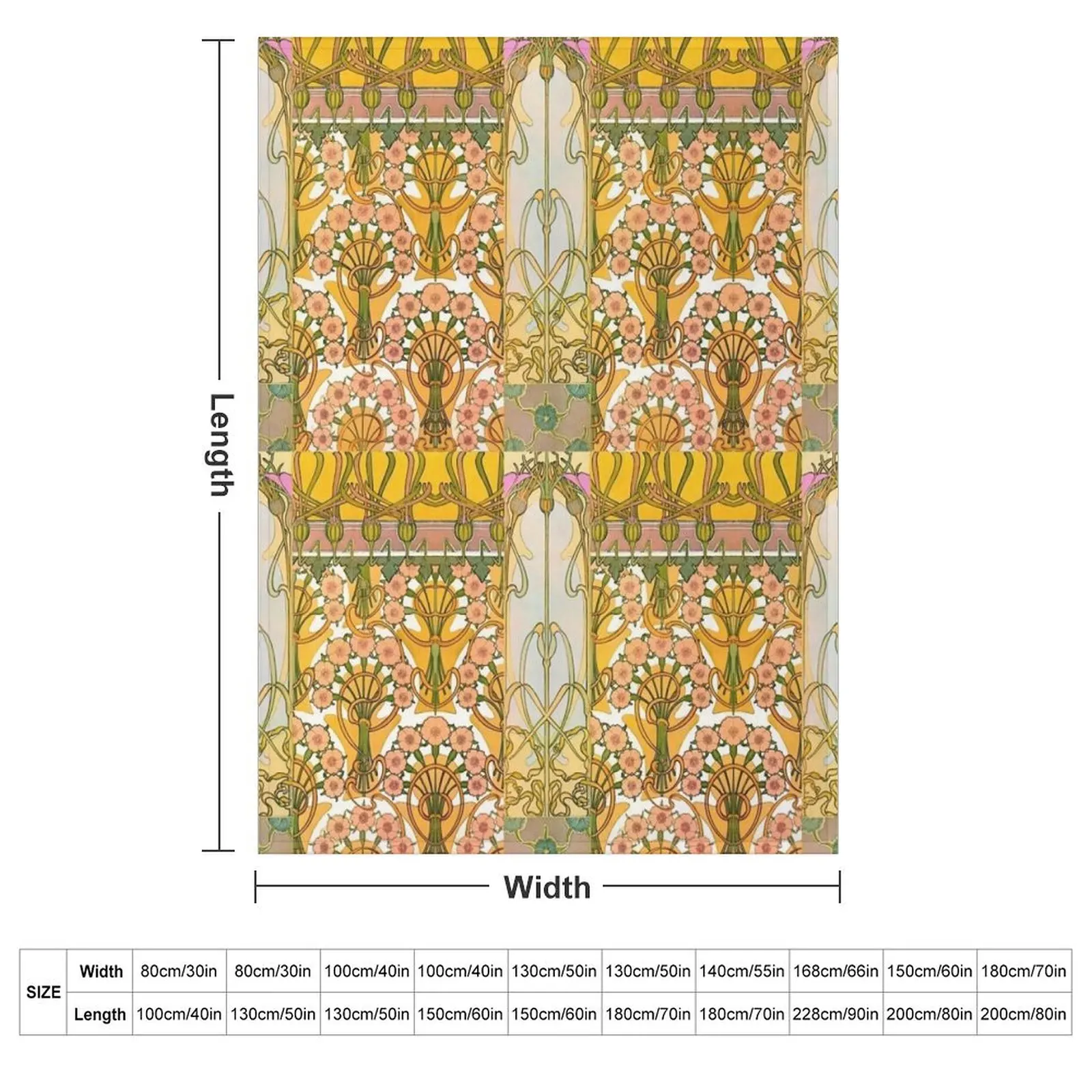 Art Nouveau ALPHONSE MUCHA Floral Pattern Throw Blanket couch cozy soft plush fuzzy picnic outdoor blanket