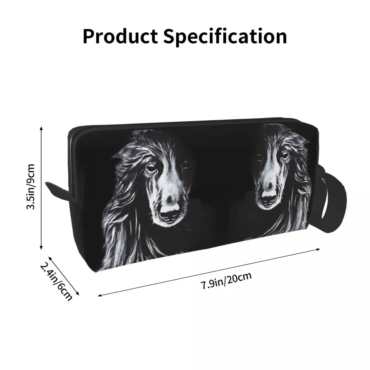 Afghan In Shadows Black Afghan Hound Makeup Bag Cosmetic Storage Dopp Kit Toiletry Cosmetic Bag for Women Beauty Pencil Case