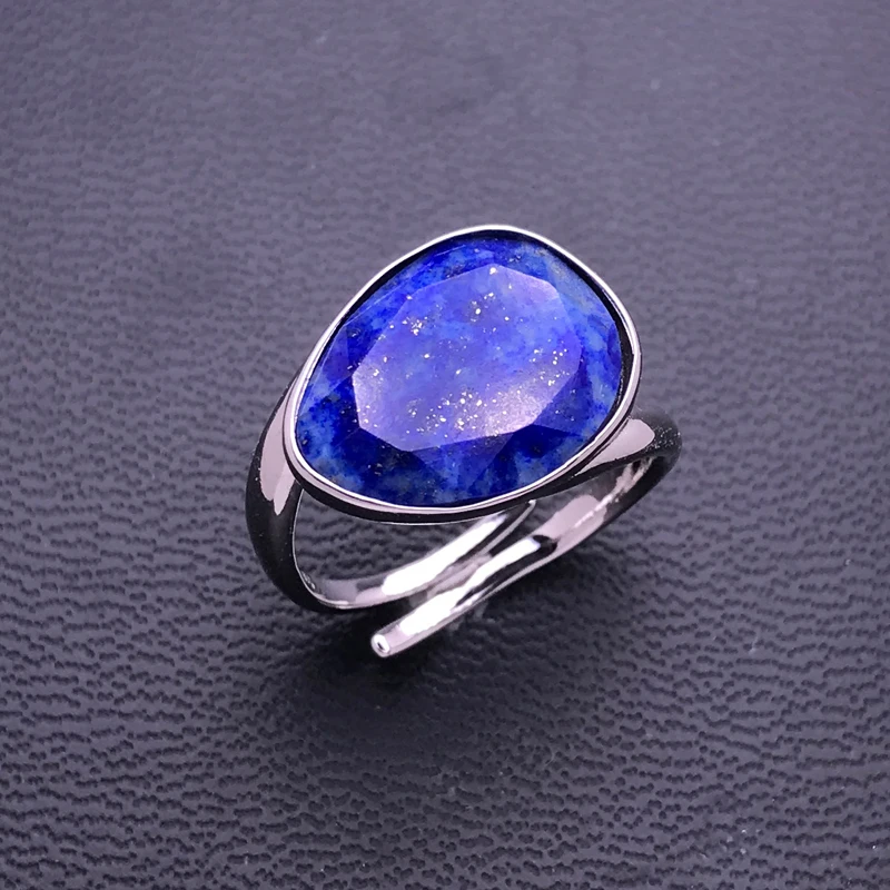 Trendy Natural Tiger Eyes Ring 925 Sterling Silver White Crystal Pink Quartz Lapis Gemstone 12*16mm for Women Party Jewelry Gift