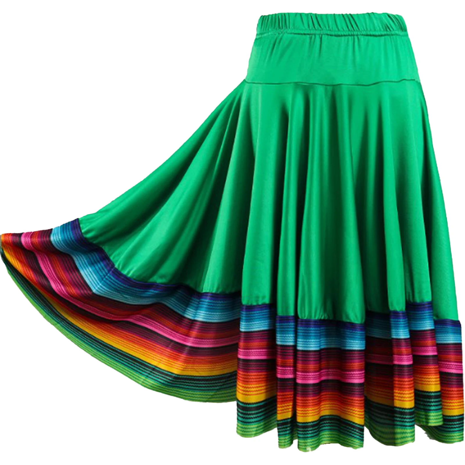 Jupe de danse de taureau espagnole à ourlet rayé pour femmes, vêtements de danse flamenco mexicain, jupe longue à volants, vêtements de danse de salon