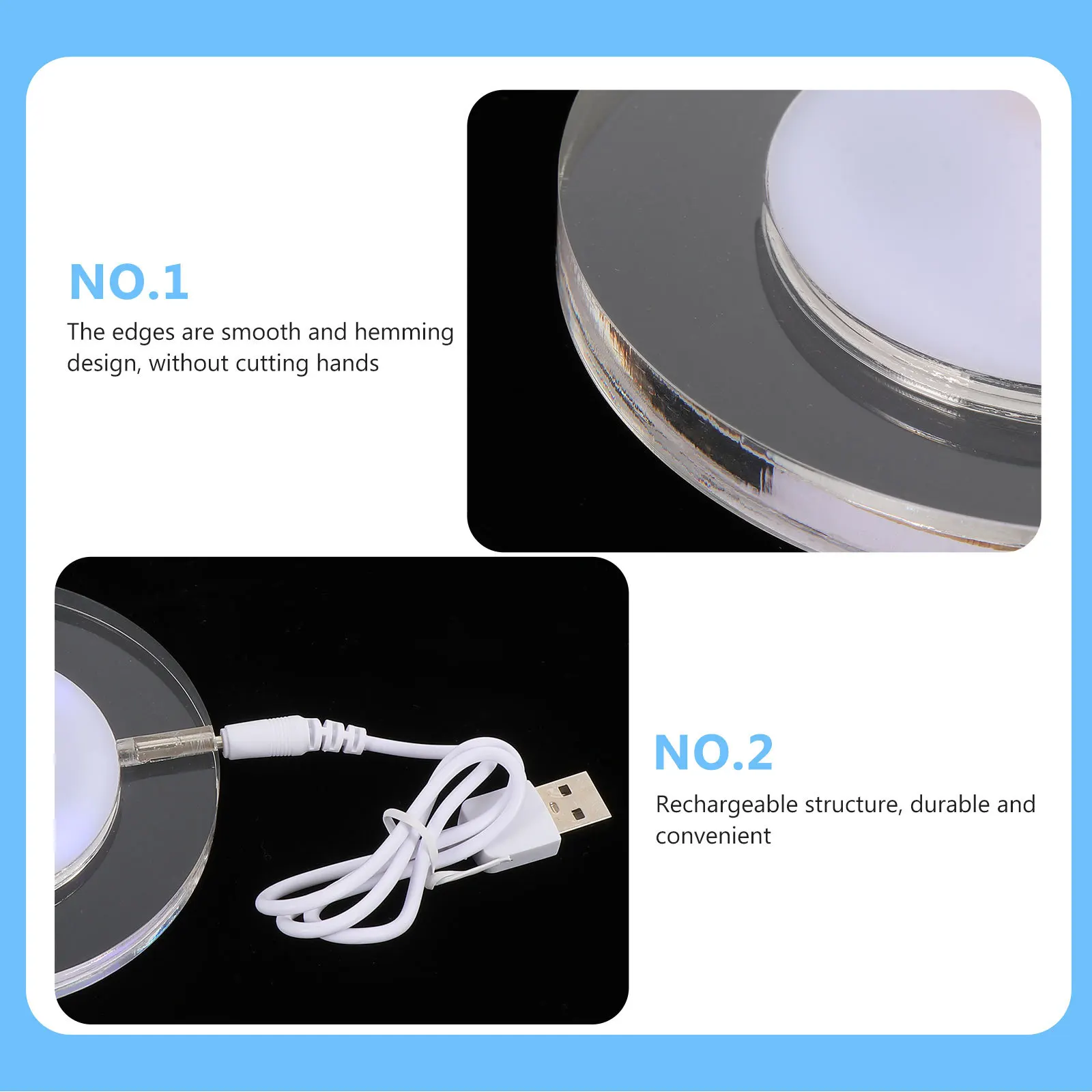 

Creative LED Glowing Cup Mat Acrylic Rechargeable Placemat Decorative Desktop Coaster Bar Restaurant Tabletop Placemat