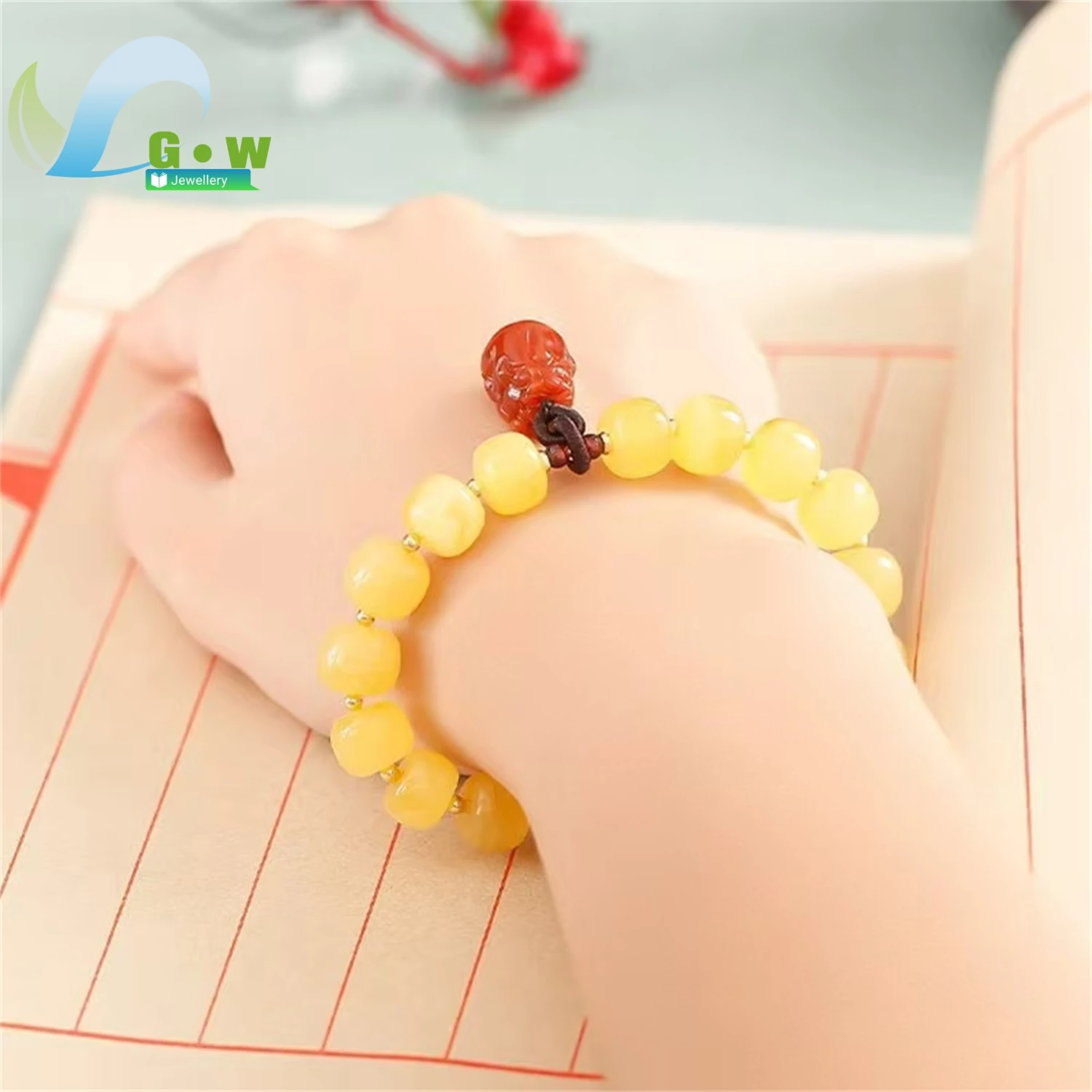 Natural Amber Agate Bracelet Women Elegant Delicate Gemstone Beaded Wristband Handmade Jewelry Daily Wear Charm Gift For Her