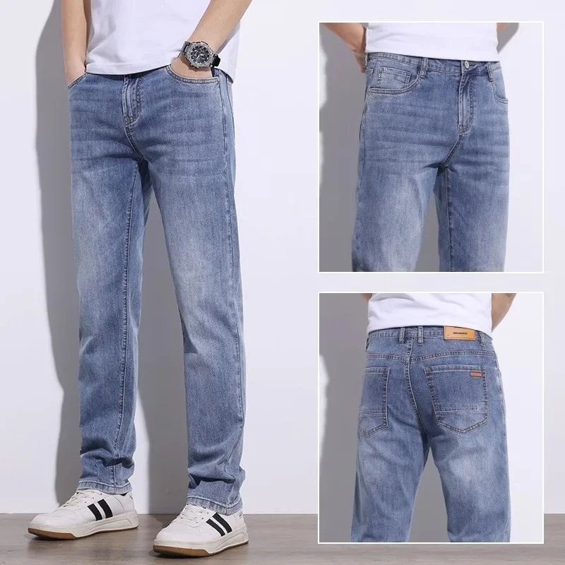 

Spring 2025 Loose Straight Leg Waed Denim Jeans Men's Trendy Autumn Spring American Retro Wide Leg Casual Straight Fit Jeans
