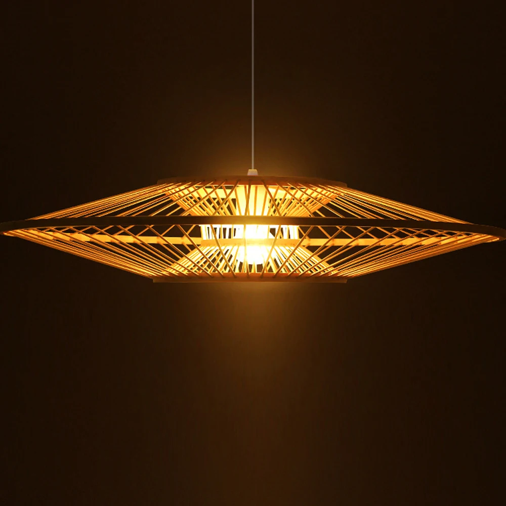 Imagem -03 - Modern Bamboo Chandelier For Kitchen Bedroom And Dining Room Luminária Abajur de Bambu Natural E27 Diâmetro 40cm Zk50