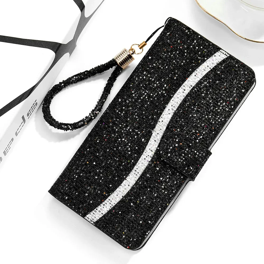 For Coque Samsung A54 A55 A35 A15 A34 A 24 5G Book Case Bling Sparkle Wallet Funda Samsung Galaxy A24 A14 A04S A04 35 A 54 34 55