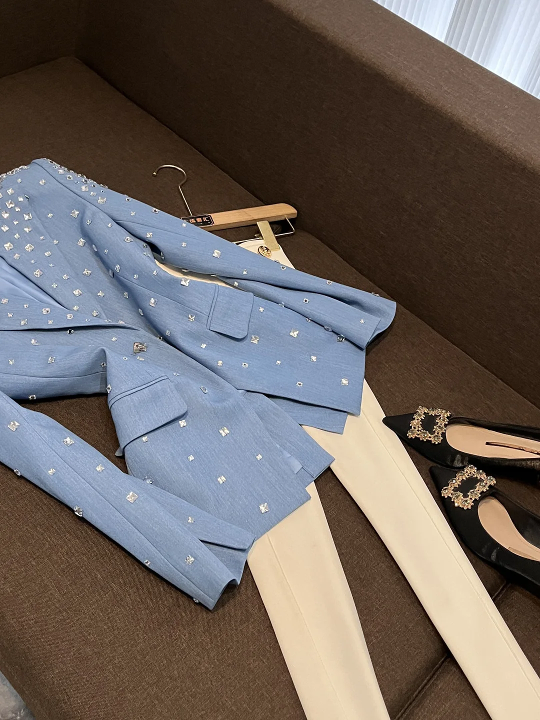 Abito invernale Faionable casual blu slim fit 2025 V-Ne Long Sve Plant motivo floreale chiusura a doppio bottone Z28