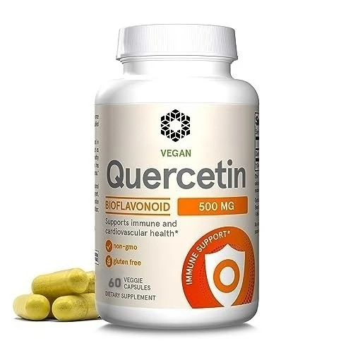 Quercetin 500 Mg Capsules - Supports Antioxidant Status, Cardiovascular & Immune Health - Vegetarian Capsules