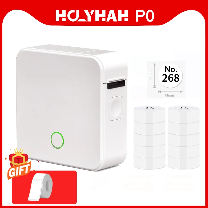 Holyhah P0 Etichettatrice portatile Stampante per etichette Bluetooth wireless per Android iPhone Phone Office Home Nome Tag Nastro adesivo