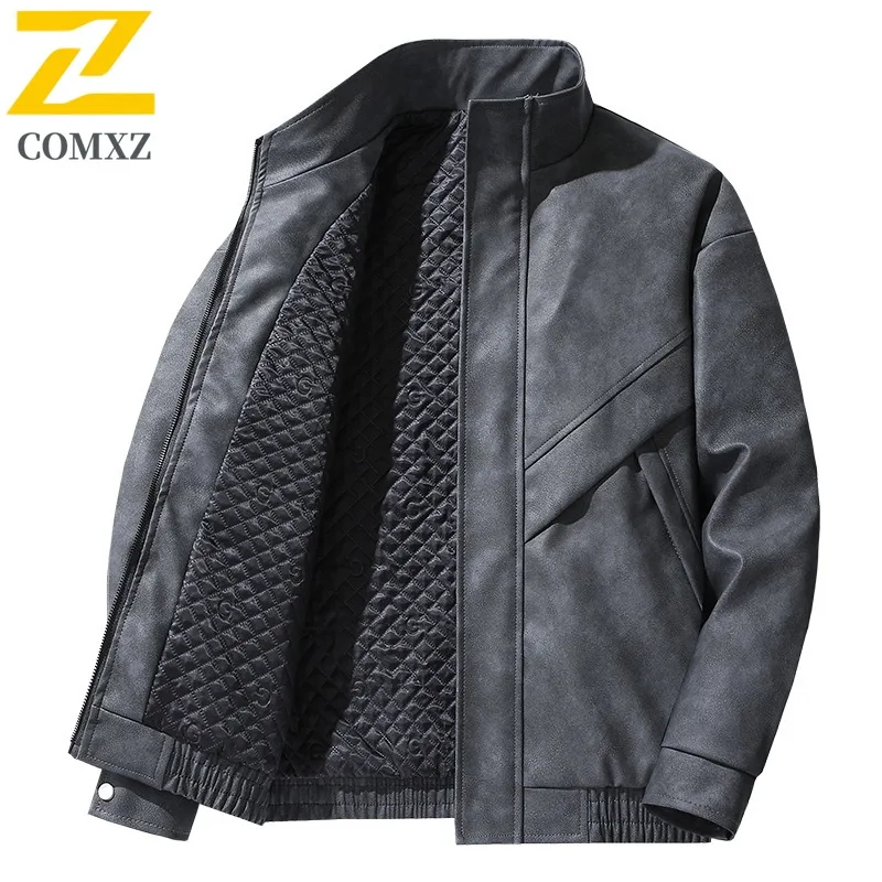 

Men's Vintage Biker Jacket American Style PU Leather Coat Quilted Lining Waterproof Windproof Retro Pilot Streetwear Spring Fall
