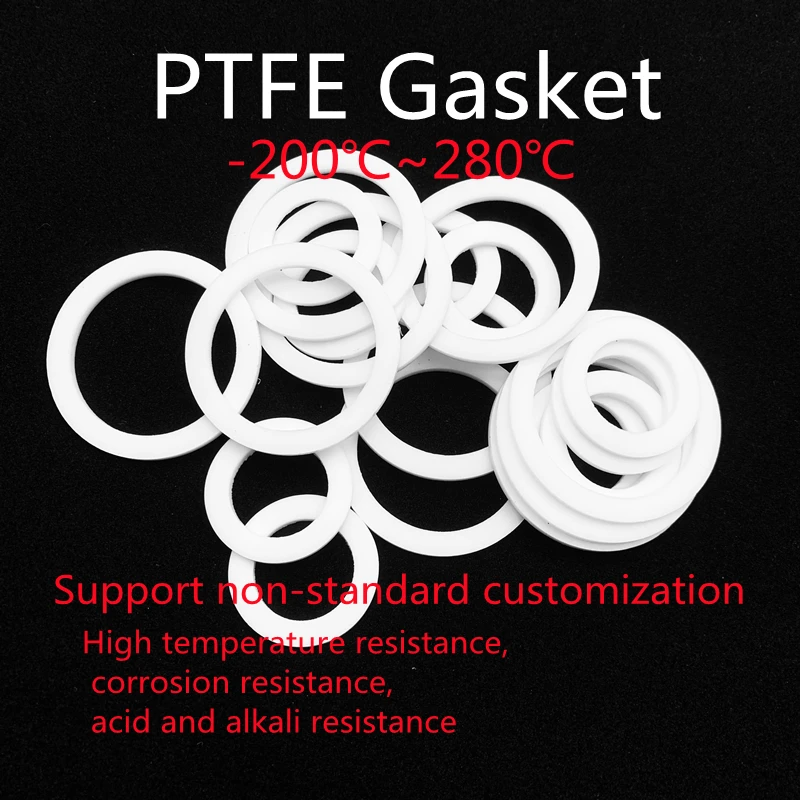 PTFE Gasket Flat Washer DN10-DN400 Resistant to High&Low Temperature Corrosion Anti-aging For Flange More Customized Sizes