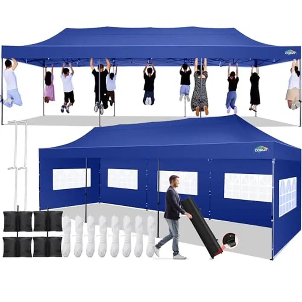 10x30 Commercial Canopy Tent with 8 Sidewalls Waterproof Heavy Duty Pop Up Party Tent Outdoor Events UV Resistant Adjustable