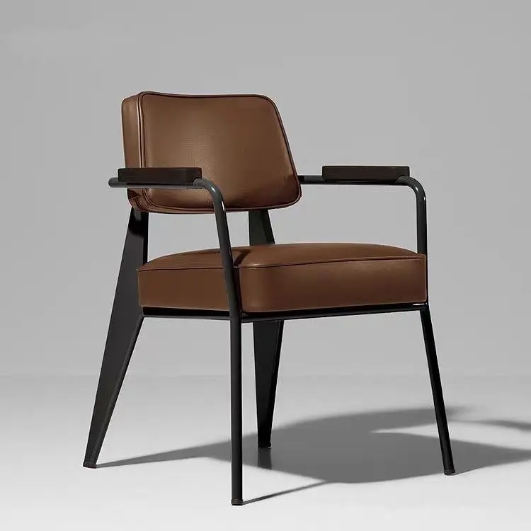 

Leather-Padded Iron Armchair: Modern Elegance, Versatile Seating for Home, Cafe & Negotiations