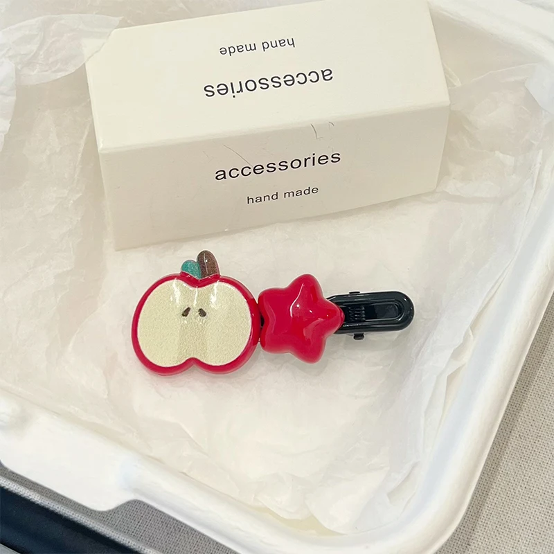 

1Pc Cute Apple Hair Clip Star Duckbill Clip Sweet Girl Hair Pin Bangs Side Clip Woman Headwear Barrette Hair Accessories