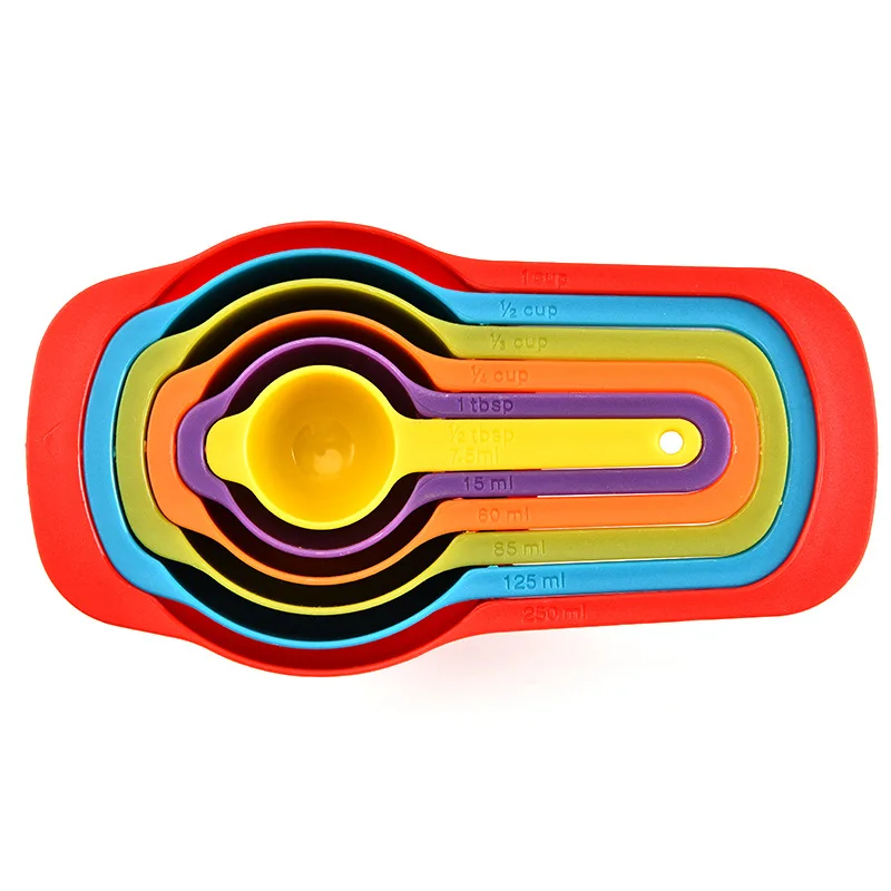 6 pz/set cucchiaio dosatore da cucina colore arcobaleno misurino combinato impilabile materiale PP accessori da cucina strumenti di cottura
