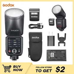 in stock! Godox V100 TTL Round Wireless Transmission Speedlite Flash 100Ws for Canon Nikon Sony Fuji Olympus