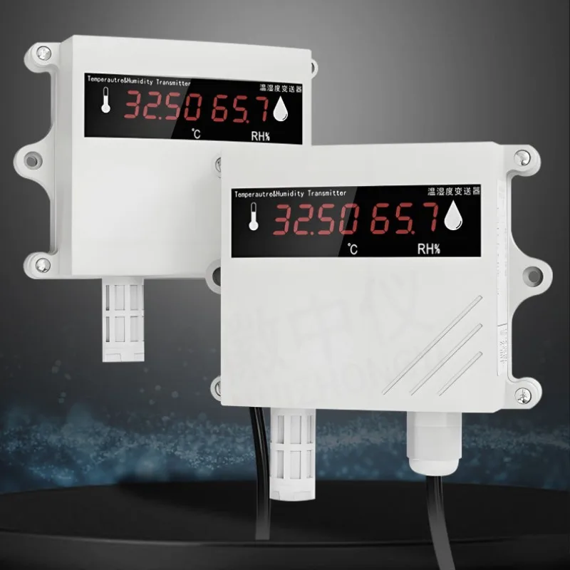 جهاز إرسال درجة الحرارة والرطوبة من الدرجة الصناعية مثبت على الحائط RS485 شاشة رقمية للاتصالات مستشعر التربة الدفيئة