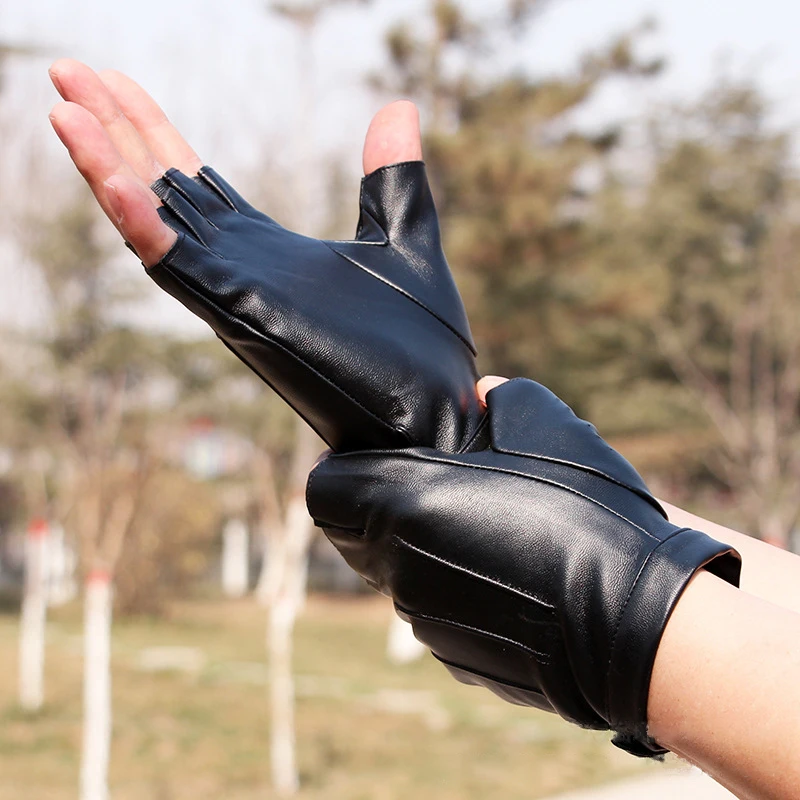 PU-Leder Handschuhe Fingerlos Unisex Cosplay Hip-Hop Punk-Stil Täglicher Gebrauch Retro Performance Gothic Kunstleder Steampunk Handschuhe – Detail 4