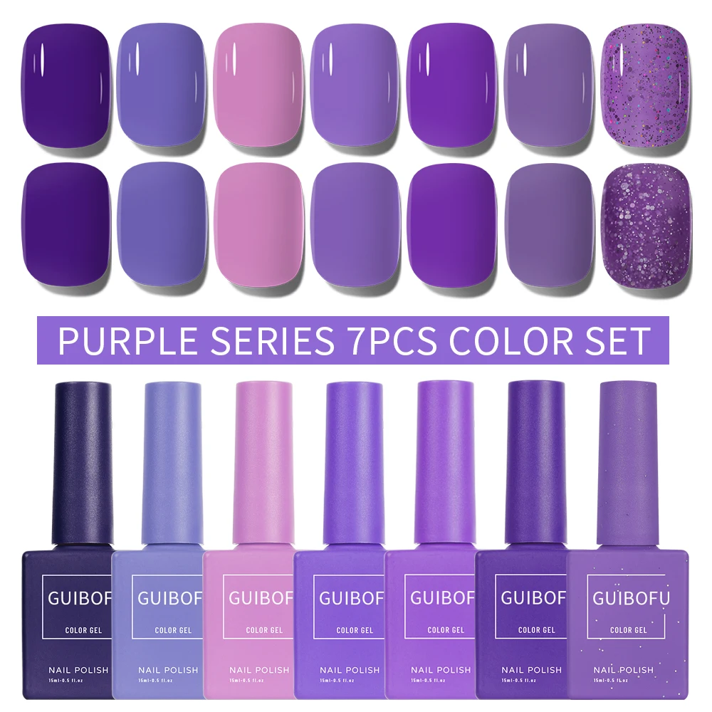 7 unids/set de esmalte de uñas de Gel, acabado brillante de otoño, juego de esmalte de uñas con lentejuelas semipermanentes, barniz Uv para decoración de uñas